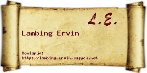 Lambing Ervin névjegykártya